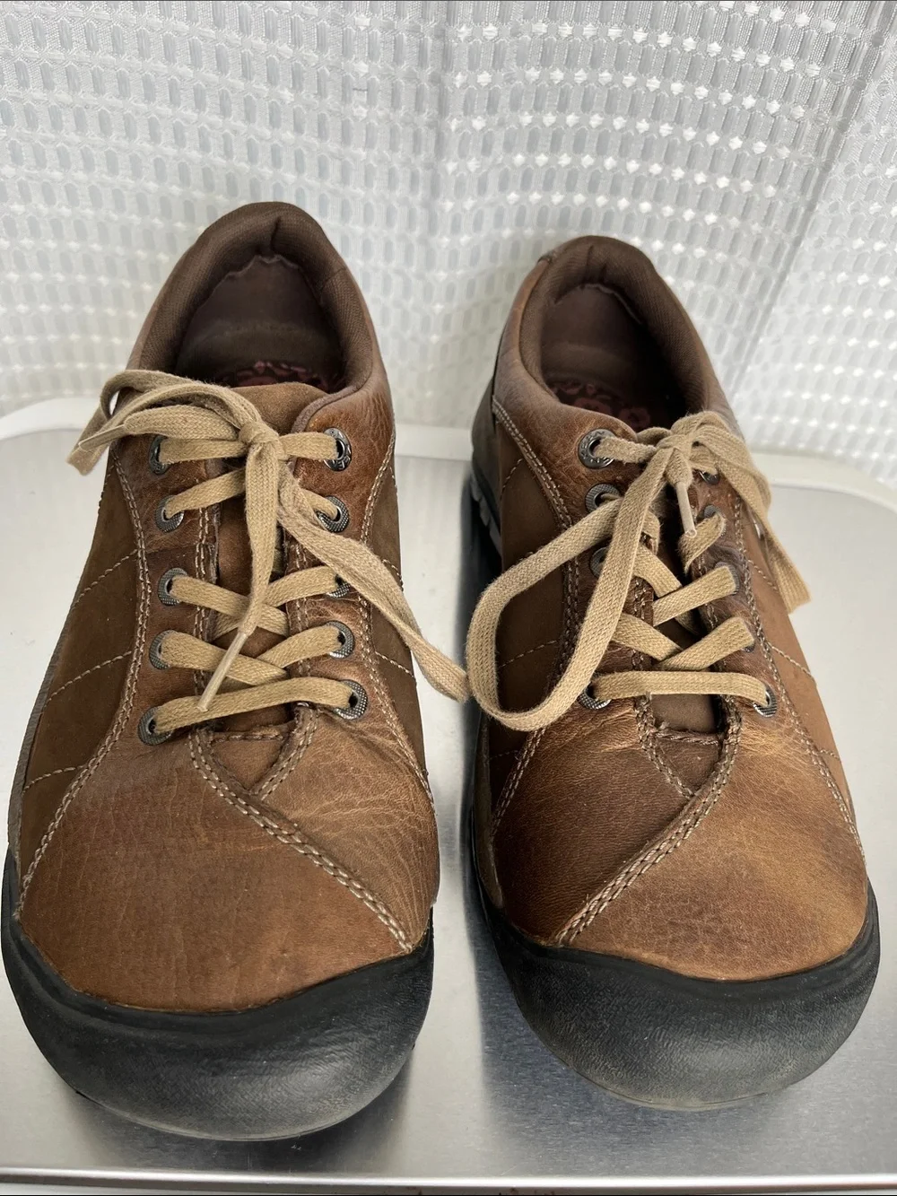 KEEN Presidio Cascade Shitake Leather Comfort Shoes Womens 9 Brown Lace Up